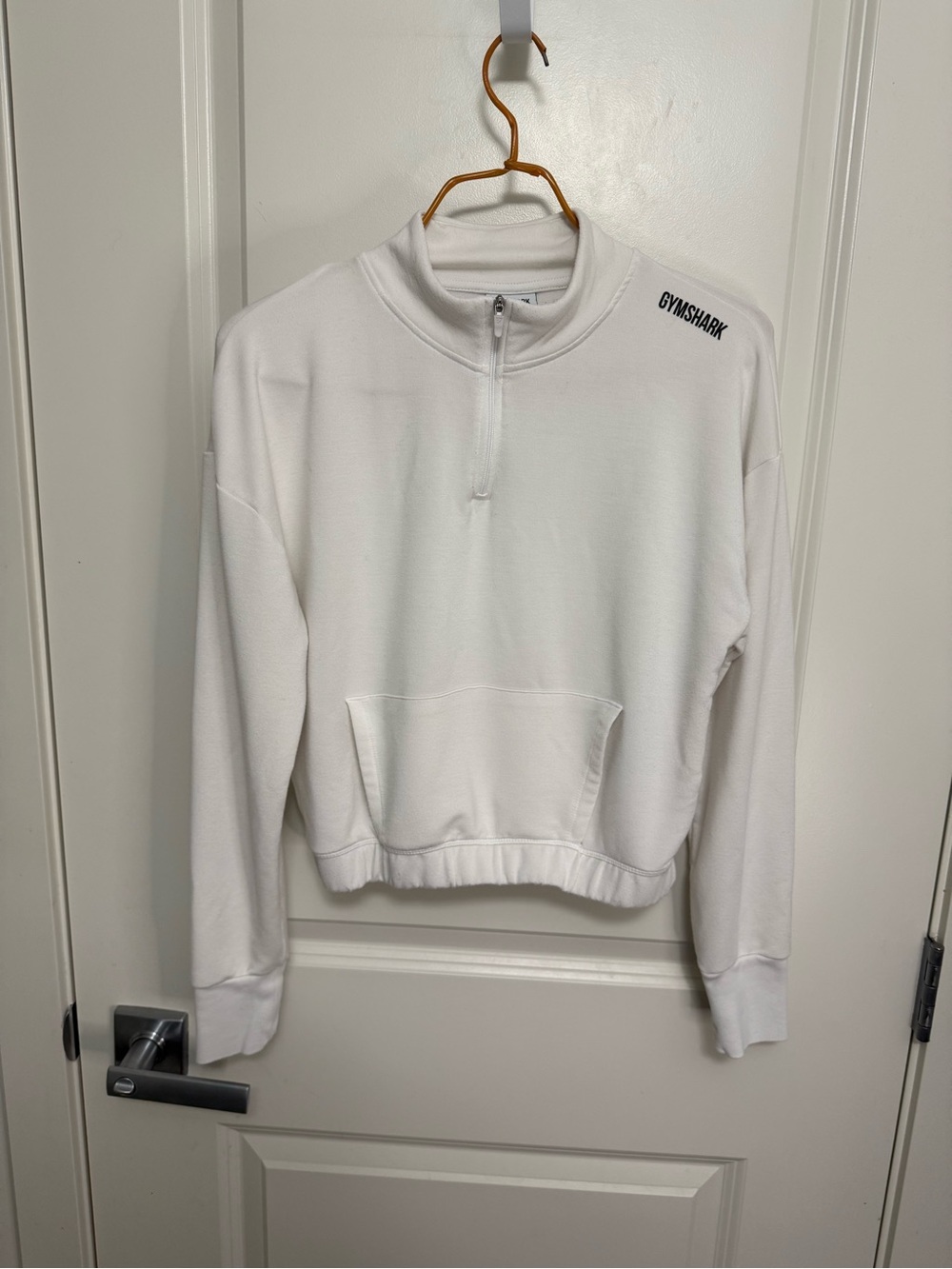Gymshark White Quarter-Zip Cropped  Sweatshirt in size M